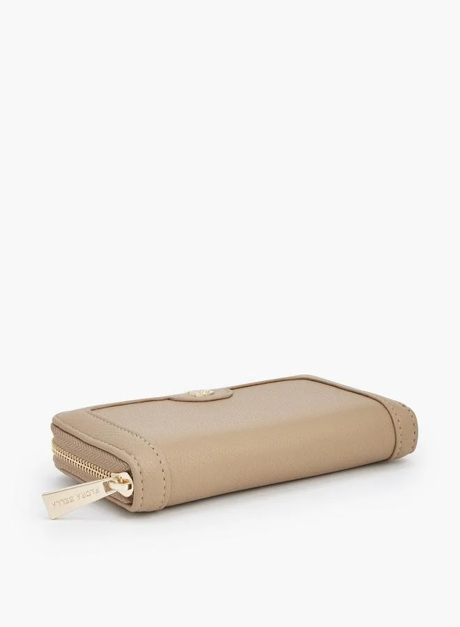 Flora Bella By Shoexpress BEIGE Textured Wallet With Zip Closure for Women | Best Price UAE